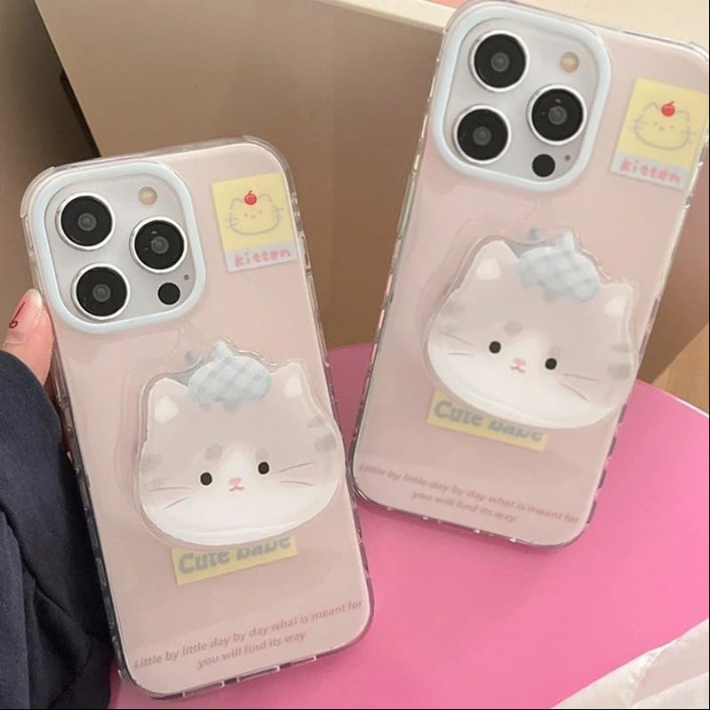 Image of Peeperly Back Cover Case for iPhone 13 Pro Max Scratch Resistant Anti-Slip TPU Shockproof Protective Durable Paws and Play Cartoon Cat Phone Gripper Case for Girls & Women