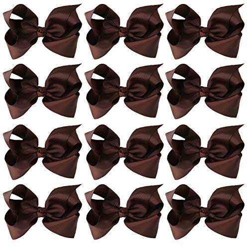 Pinces à cheveux pour filles avec grands nœuds de 10,2 cm | Barrette cheveux bébé tout-petit 12pcs