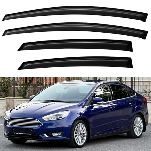 Image of Window Visors Rain Guards Shield for 2012-2018 Ford Focus Sedan & Hatchback, Out-Channel Window Vent Wind Deflectors Visors Shades for 12-18 Focus (Not for Focus RS & ST)