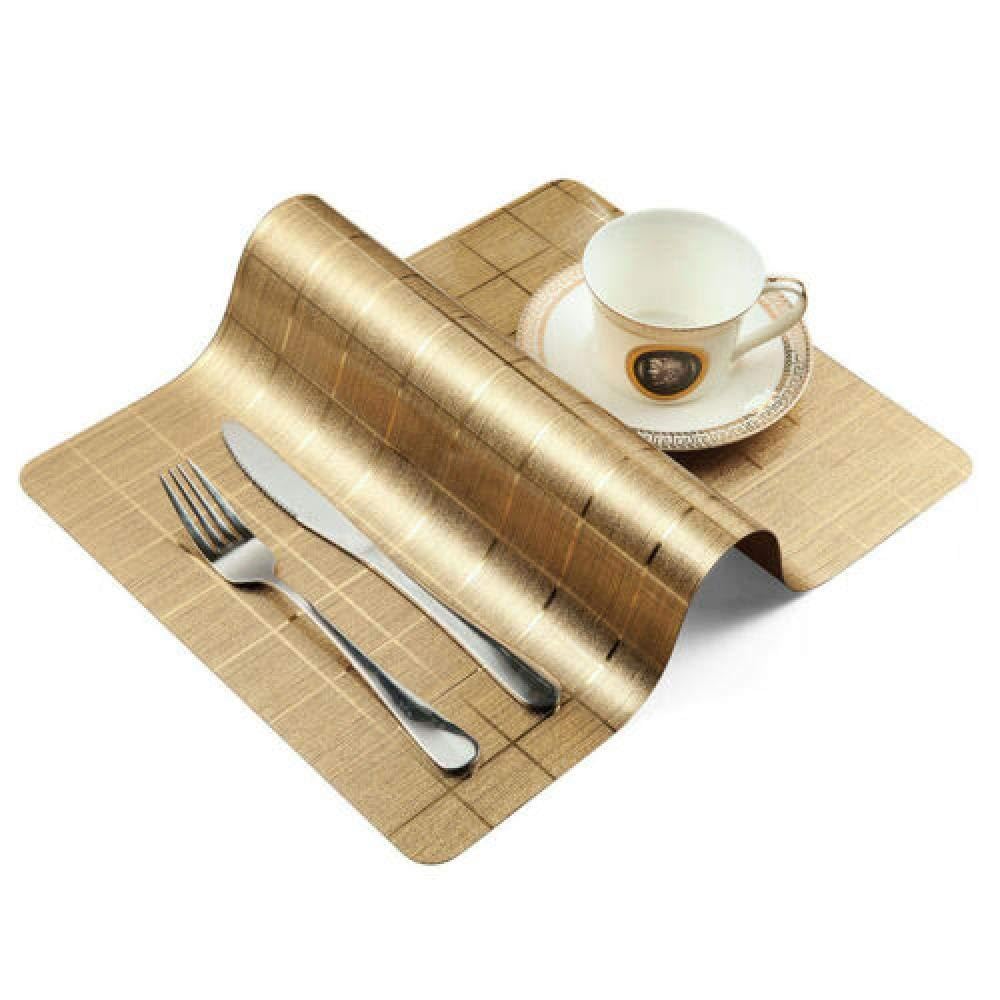 Podkładki pod kubki, 4 szt. Podkładka wodoodporna mata stołowa krata wzór podkładka izolacyjna obiad domowy-złoty-143(Gold 122 (4 Pieces))