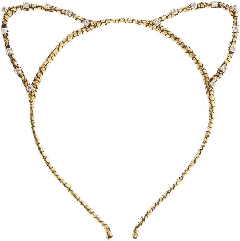 Dani's Choice Rhinestone Cracked Pattern Glittering Cat Ear Headband (Gold)