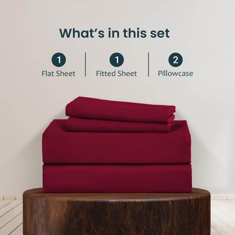 Threadinbox Crib Size 800 Thread Count 100% Pima Cotton 4-Piece Sheet Set, Sateen Weave, with 14-16 Inch Deep Pocket Snug Fit (Burgundy Solid)