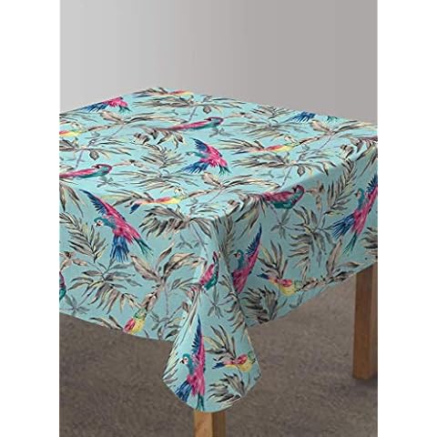Vilber, Mantel de Tela cuadrado resinado, Tratamiento Antimanchas, Impermeable, Estampado PAJAROS. PARADISE-R33 Cover