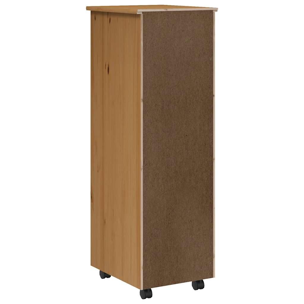 vidaXL Armoire roulante avec tiroirs MOSS bois de pin marron miel, commode, armoire à tiroirs, armoire de rangement bureau, classeur