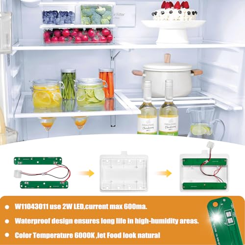 Image of W10866538 W11043011 Refrigerator Bulb Replacement - for Kenmore, Whirlpol, Maytag and Compatible - LED 40W Equivalent, Cool White 6000K, Easy Installation
