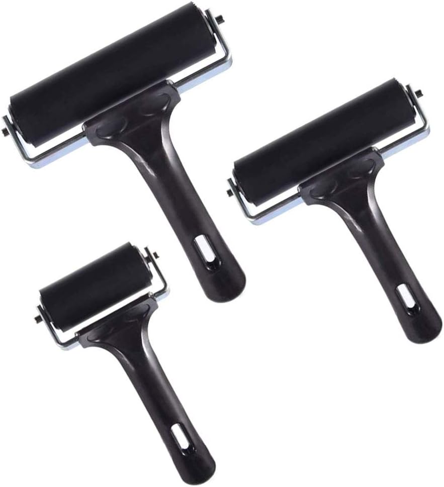 NACTECH 3Pcs Rubber Brayer Roller Glue Roller Stamping