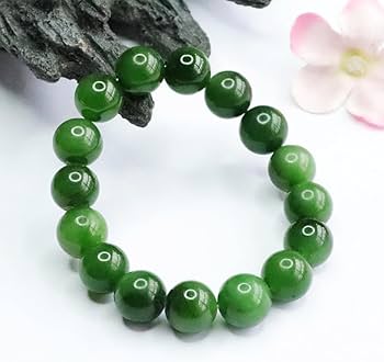 Amazon.co.jp: 和田玉碧玉菠菜绿手串俄料手链玉石珠宝/717 : ホーム