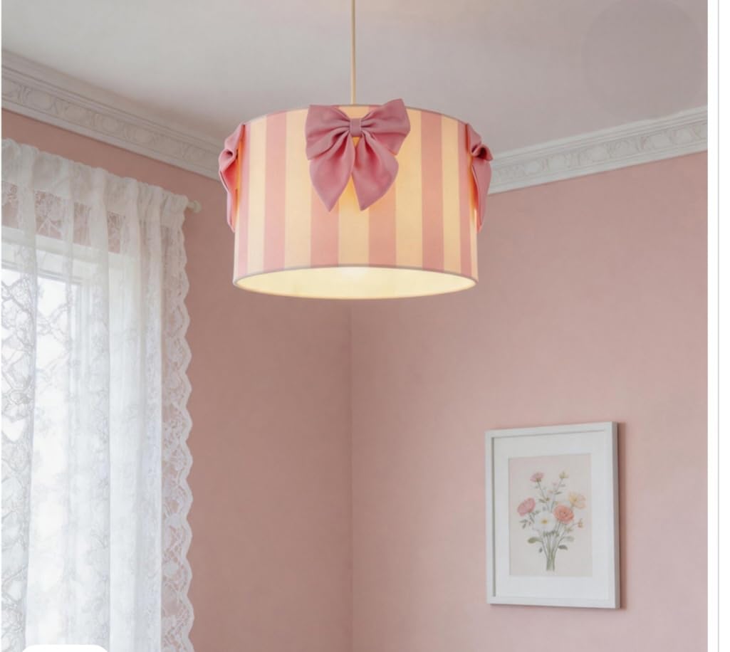 New Stripe Bow Lamp Shade, Infuse A Touch of Whimsy into Your Room, Create A Cosy and Welcoming Glow, Enhances Playful Interior Themes, Ideal for Bedrooms, Especially for Children.