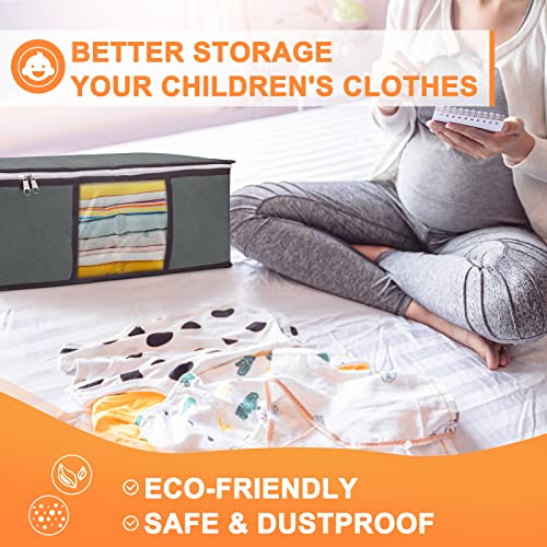 35L Practical Size Clothes Storage Bags with Clear Window, Double Zippers, Storage Bins for Under Bed, Closet Organizers and Storage Containers for Blankets Clothing Swimwear Lingerie, 6 Pack, Grey - Thumbnail 4