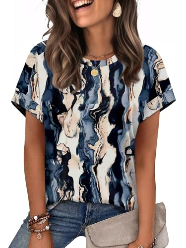 Image of WIHOLL Womens Tops Short Sleeve Shirts Summer Outfits 2026 Spring Dressy Casual Clothes Clothing