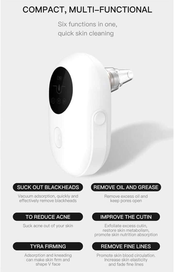 Blackhead Remover Aspirate Aggiornamento a vuoto Strumento di rimozione Blackhead Blackhead Aspirapo-USB Ricaricabile Aspiratore Aspiratore Astratto con display a LED Forza di aspirazione 3 Moda
