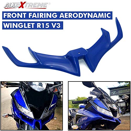 Image of AllExtreme EXSGAW1 Motorcycle Front Fairing Aerodynamic Winglet 2.0 for R15 V3 (Blue)