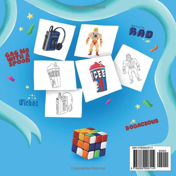 Iconic Coloring Book. The 80's Kids. Fun Designs and Cool Facts Inside: Bold and Easy, Simple, Big and Cute Designs for Relaxation for Kids, Teens and ... Snacks and Phrases from the Eighties. image 3