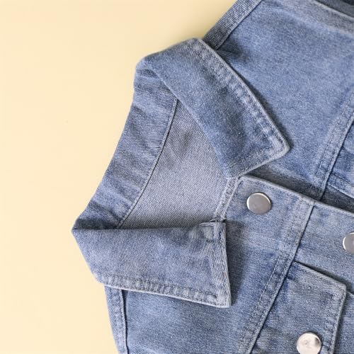 Kids Girls Button Down Denim Jackets Long Sleeve Lapel Retro Washed Coats Fall Fashion Y2k Streetwear With Pockets3