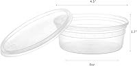 Vista 2 de [Juego de 48 a 8 onzas] Recipientes de plástico para almacenamiento de alimentos con tapas, desechables y transparentes, pequeños tarros Togo