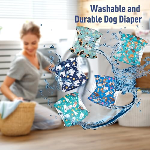 Image of 5Pack Dog Diapers Male,Leakproof Pet Soft Dog Belly Band Wraps,Reusable High Absorbency Male Dog Diaper,Wider Washable Belly Band for Doggy Incontinence and Puppy Training