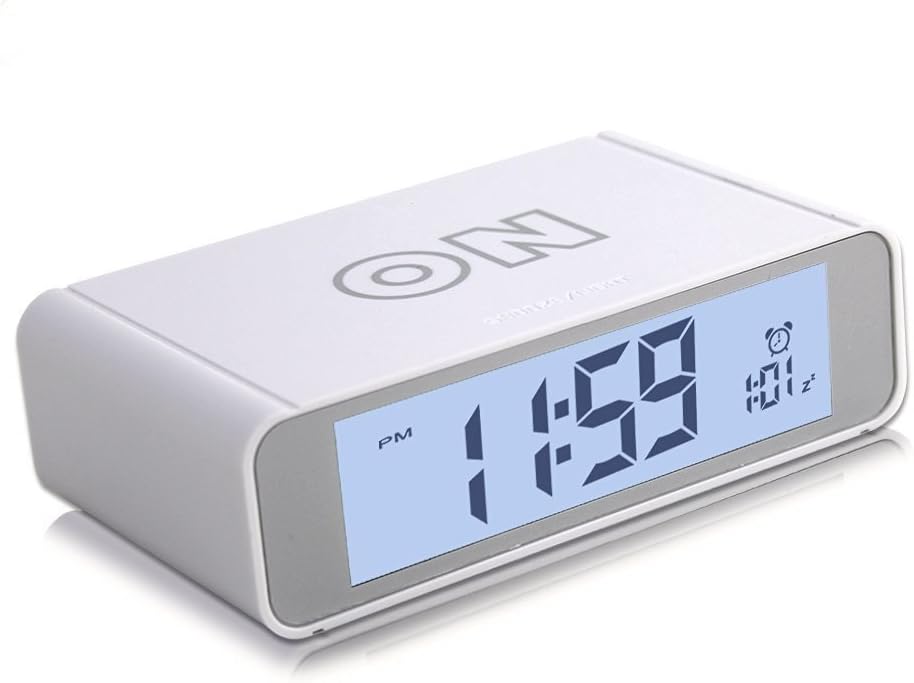 Alarm Clock Digital with Snooze/Light Battery Operated Flip Works for Heavy Sleepers Teens and Kids by UMIKAkitchen (White)