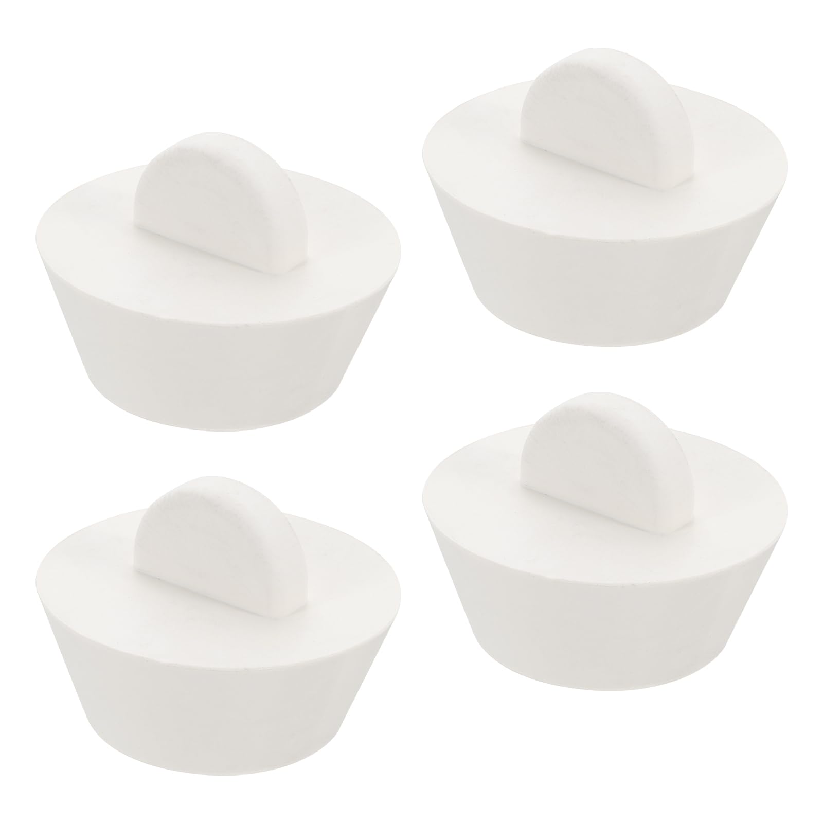 sourcing map 4pcs Rubber Drain Stopper, Bathtub Drain Plug Fits 1 Inch to 1-3/8 Inch, Rubber Sink Stopper Drain Plug for Bathtub, Kitchen and Bathroom, White