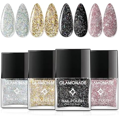 Glamonade Nail Polish Set Fingernail: Air Dry Glitter Nail Polish Kit for Finger Nail Regular Nail Polish Pure Marble Pack Mini Toe Nail Polish bulk Gift Set for Girls Women Cover