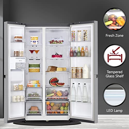 Image of LG 655 L Frost-Free Inverter Wi-Fi Side-By-Side Refrigerator (GL-B257EPZX, Shiny Steel, Door Cooling+ with Hygiene Fresh)