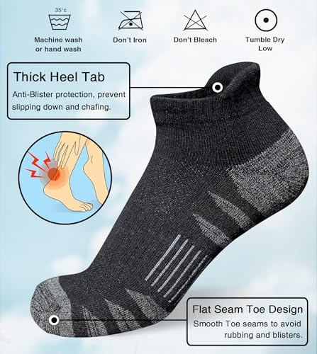 Men's Athletic Cushioned Cotton Socks Anti-blister Wicking Breathable Running Ankle Socks 5 Pairs4