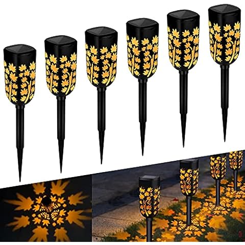 Solar Garden Lights Outdoor Stake, 6 Pack Pathway Solar Powered Light , Warm White Solar Torch Lights, Waterproof LED Decoration Lamp, Ornament for Landscape Yard Lawn Pool Park Cover