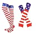 Bienvenu Women's Extra Long Striped Socks Glove Set Over Knee High Opaque Stockings,Glove Sock Set_Flag