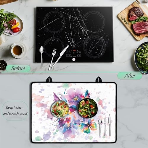 Image of Hummingbird Splash Stove Top Covers for Electric, Heavy Duty Silicone Glass Countertop Protector, Heat Resistant Range Ceramic Stove Top Covers Mat, Induction Cooktop Protector Home Decor