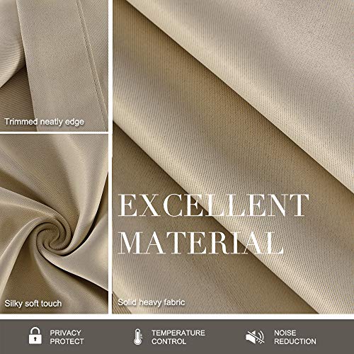 Dreaming Casa DC10570-2-6 Solid Room Darkening Blackout Curtain For Bedroom Draperies Window Treatment Beige Rod Pocket 2 Panels 96 Inches Long thumb #2