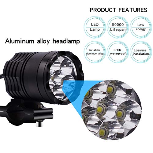 LED moto phares Lampes DC12V-85V 30W 4000lm 6000K IP67 6 LED Lampe Perles de moto en alliage d'aluminium LED phare Lampes, constamment lumineux XY LED phare pour motocycles Phare - Image 8