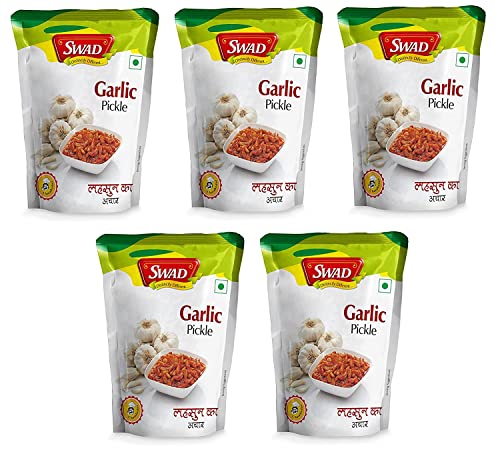 SWAD Distinctly Different and Delicious Garlic Pickle/Lahsun Achar - 200g Pack of 5
