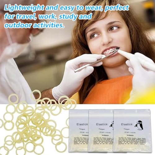 Orthodontic Rubber Bands, Pack of 300 Elastic Teeth Elastic Bands with 5 Placers for Braces, 5/16 Inch Orthodontic Elastics for Braces Dreadlocks Tooth Gap zahnspangengummis