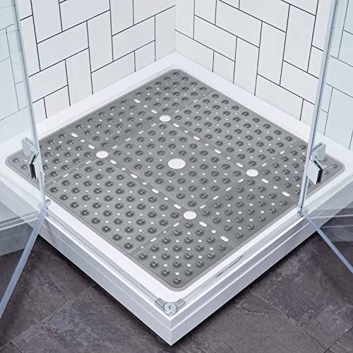 ZOKBOM Square Shower Mat Non Slip 70x70cm, Grey, 70 x 70 cm (Square) - Image 2