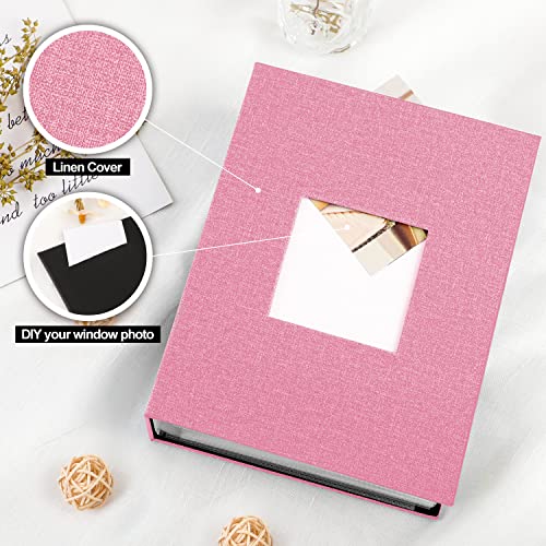 Benjia Photo Album 6x4 Slip in, Linen 200 Pockets Photo Albums Holds Landscape Only 10x15cm Picture Pink 2 Packs - Image 3