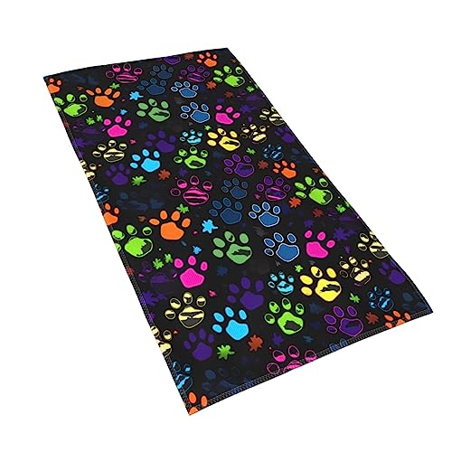 Abstract Colorful Dog Paw Print Hand Towels Animal Face Towel Soft Guest Towel Portable Kitchen Tea Dish Towels Washcloths Bathroom Decor Housewarming Gifts 15.7" X 27.5" #TOP6