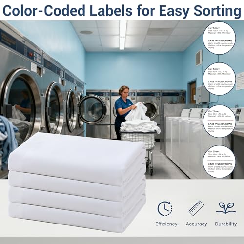 Bulk Full Flat Sheets Only, White 24 Pack Quick Sort Top Bed Sheet, Color-Coded Hem Threads, Wrinkle-Free Shrinkage Durable Microfiber Hotel Motel Airb&bs Essentials for Hosts, 81"x96" by CULVE - Image 4