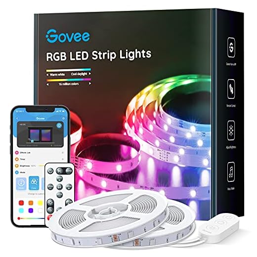 65.6FT LED Strip Lights, Govee Color Changing Bluetooth LED Light Strip, APP Control and Remote RGB Lights, 7 Scenes Mode and Music Sync LED Lights for Bedroom, Room, Kitchen, Party, 3 Ways Control