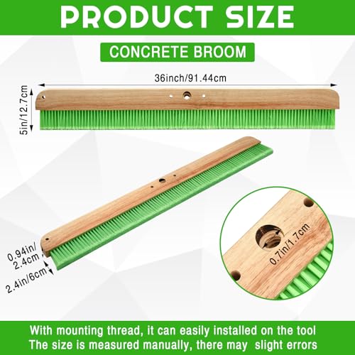 Yiyiring Green Concrete Broom Soft Without Handle Soft Flow Through Brush with Mounting Threads for Concrete Finishes, Hard Floors, Yards(2 Pcs,36 Inches) - Thumbnail 2