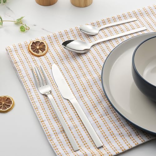 Russell Hobbs BW04303EU7 24 Piece Cutlery Set – Vermont Stainless Steel Flatware for 6 People, Knife & Fork Silverware, Dishwasher Safe Knives Forks Spoons, Mirror Polish Finish, Home/Restaurant