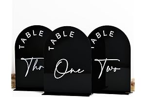 Elegant Black Wedding Table Centerpieces: Arched Acrylic Table Numbers