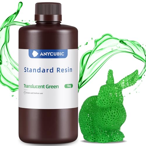 Image of ANYCUBIC 3D Printer Resin, 405nm SLA UV-Curing Resin with High Precision and Quick Curing & Excellent Fluidity for LCD 3D Printing (Clear Green, 1kg)