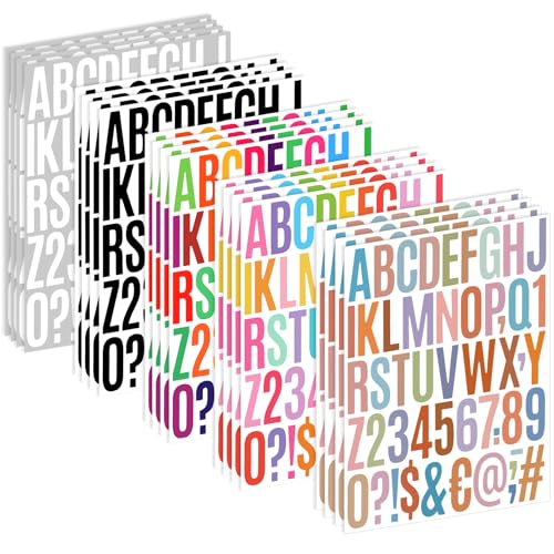 1000 Piece 20 Sheet Letter Sticker 2 Inch Large Alphabet Stickers Self Adhesive Vinyl Letter Stickers Waterproof Alphabet & Number Sticker for Mailbox Window House Number Sign Address Number