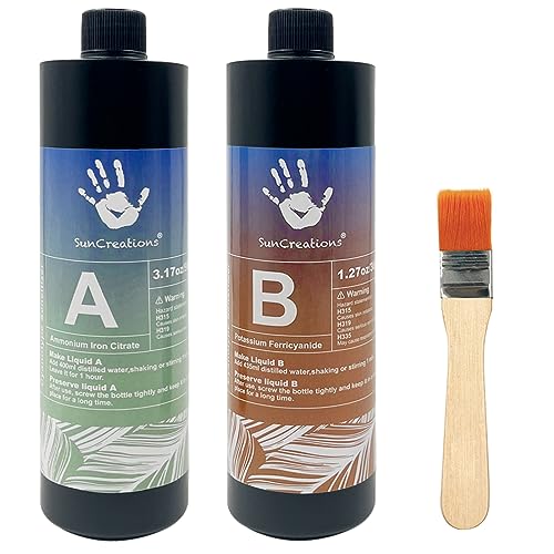 SUNCREATIONS Cyanotype Kit – 15 oz (450 ml) Each Bottle, Two-Part Sensitizer Set with Instructions, Large Size Blue Printing Solution for Cyanotype Art & Photography