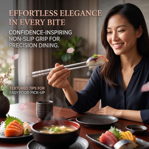 Image of RIANZ 304 Stainless Steel Korean Chopsticks 23.5 cm, Laser Engraved, 1 Pair (Style 1)