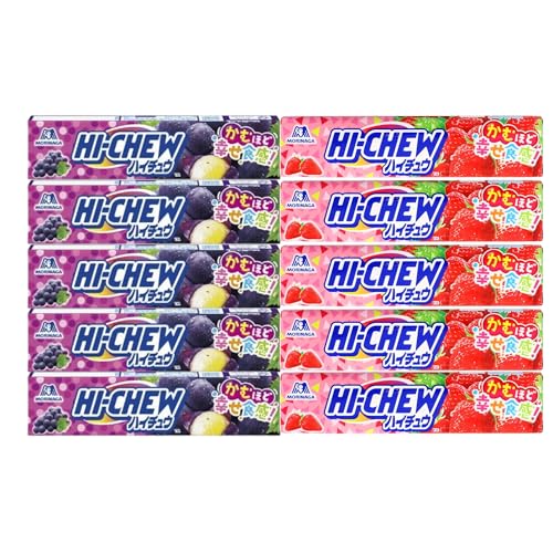 【Amazon.co.jp限定 まとめ買い】ハイチュウ<グレープ><ストロベリー><2種セット> (2種セット 各5個セット)
