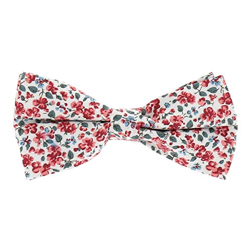 Noeud Papillon Liberty Corail et Blanc - Noeud Papillon Homme Fleuri - Mariage champetre à Fleurs - Cérémonie thème Floral