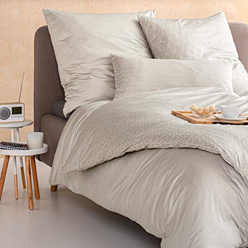 ESTELLA Bettwäsche Tizian | Kiesel | 135x200 + 80x80 cm | bügelfreie...