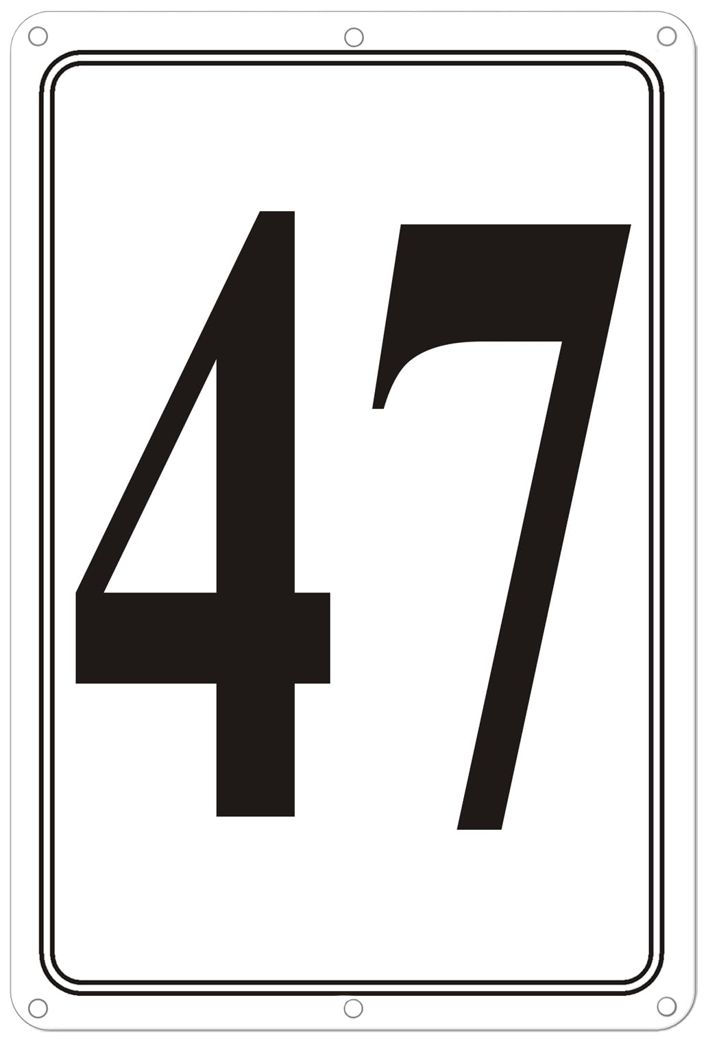 Premium Aluminum Number Signs 47, Metal 12" X 8" Numbered Signs Outdoor for Parking Lots, Floor, Dock, Court, Aisle, Field, High Visibility, No Fade, Weather-resistant
