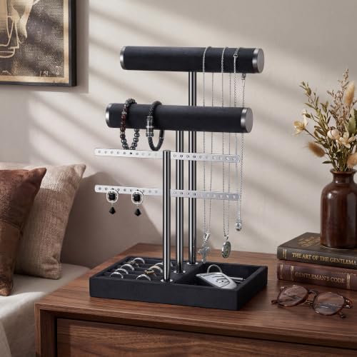 Image of Jewelry Organizer Stand for Necklaces, Bracelets, Earrings, Rings, PB | 3 Tier Velvet Bracelet Holder Display | Jewelry Organizers and Storage | Jewelry Tree | Jewelry Towers