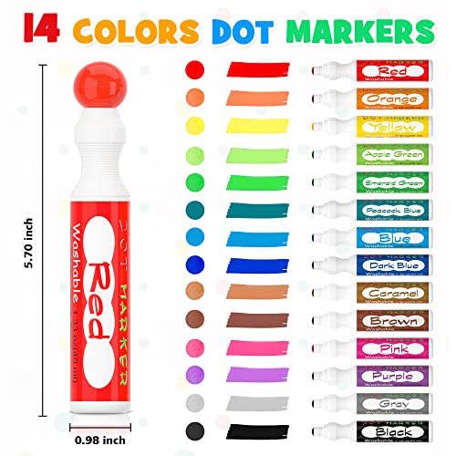 Shuttle Art Dot Markers, 14 Colors Bingo Daubers With 20 Unique Patterns Of Dot Book For Toddler Art Activities, Non-Toxic Washable Coloring Markers For Preschool Kids Learning #TOP1